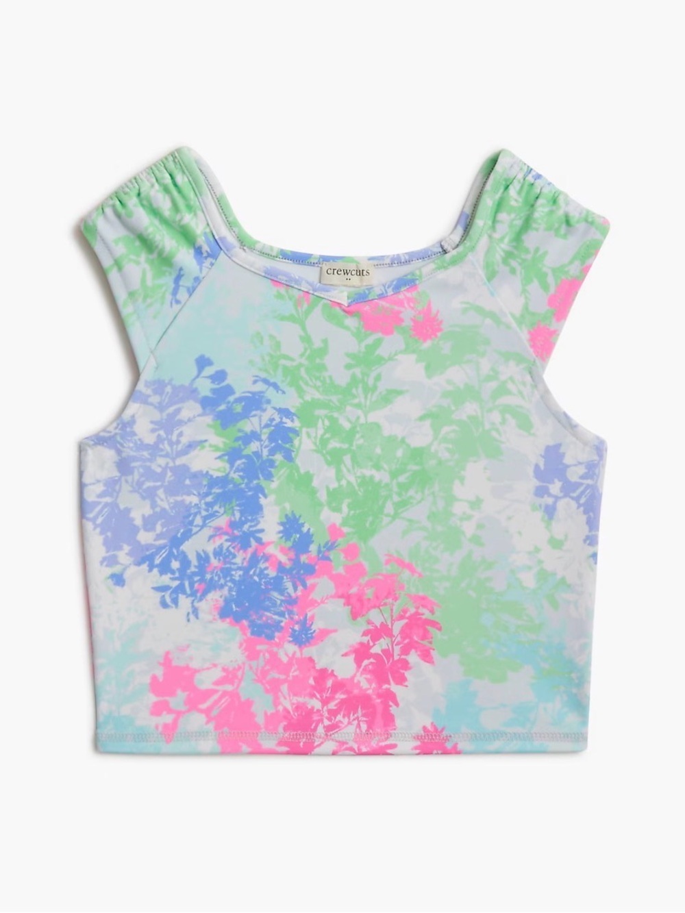 Crewcuts Pastel Floral Tank Top - Mint, Pink & Lavender Blue